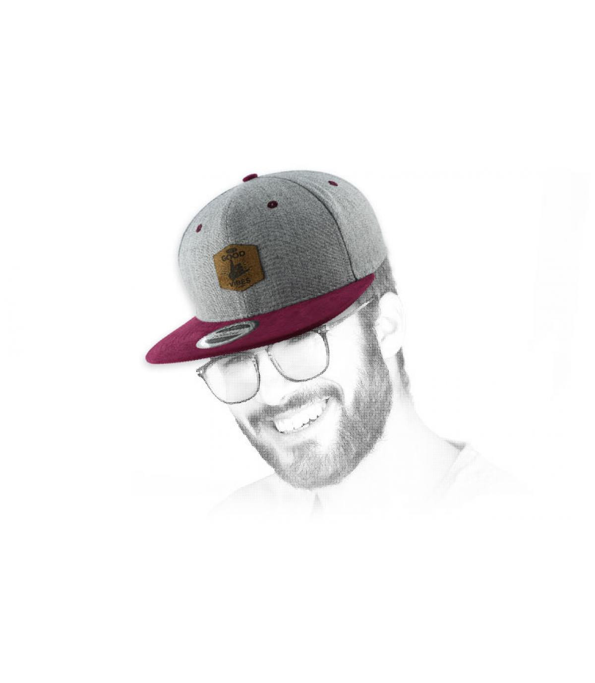 Goede vibes snapback grijs Snapback Good Vibes grey burgundy